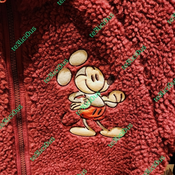 DISNEY PARKS MICKEY GENUINE MOUSEWEAR BURGUNDY SHEPRA WOOL JACKET - Picture 3 of 3